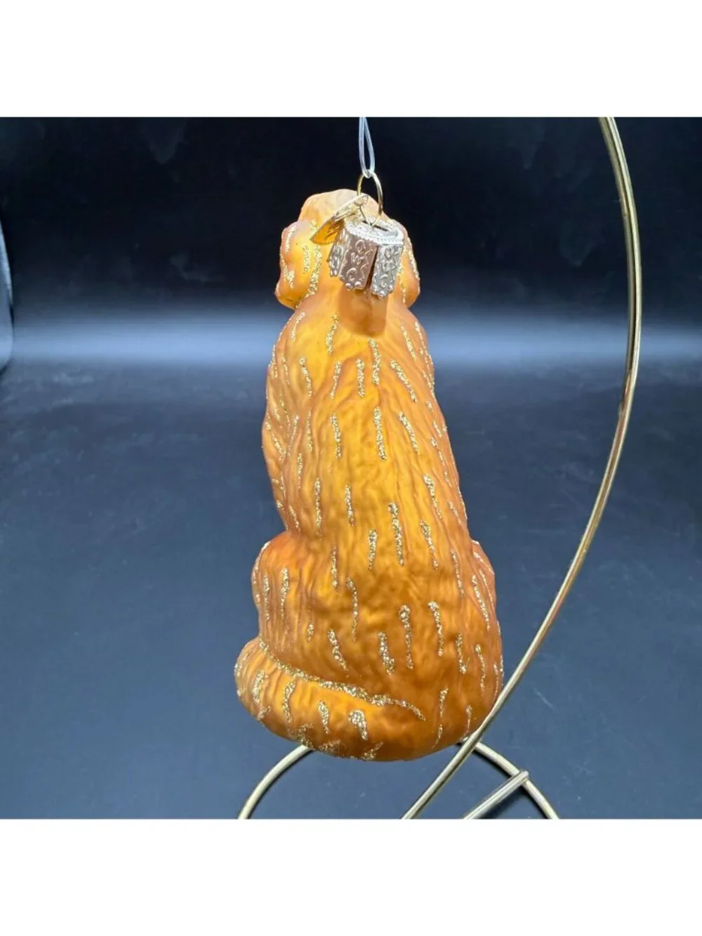 Old World Christmas Golden Retriever Dog Blown Glass Ornament Gold Glitter 4 In